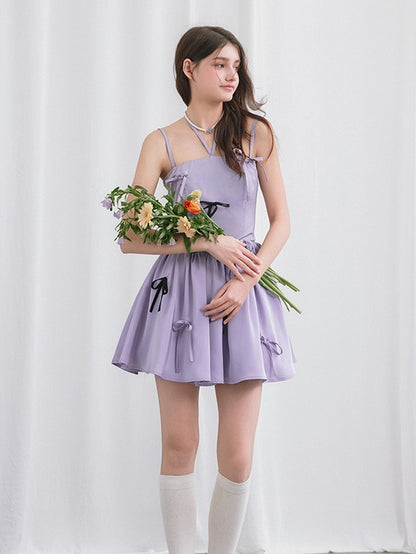 Bow Romantic Puffy Slip Dress