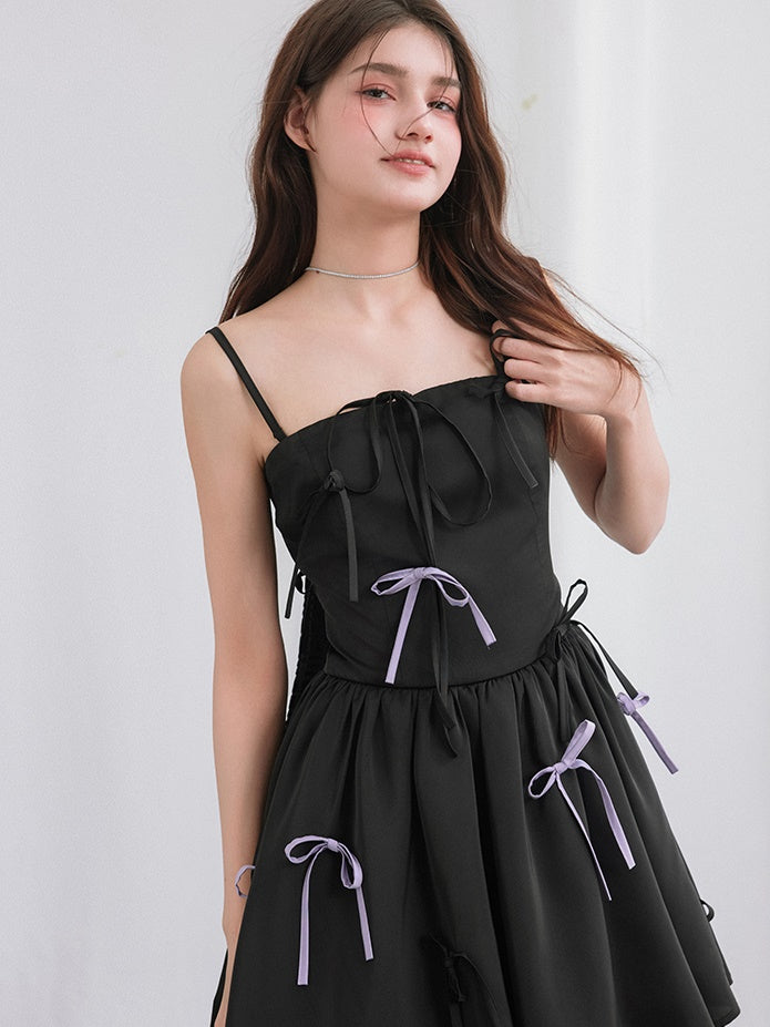 Bow Romantic Puffy Slip Dress