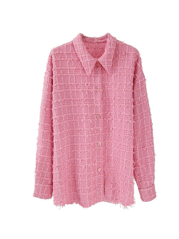 Woven Texture Loose Long-sleeved Shirt