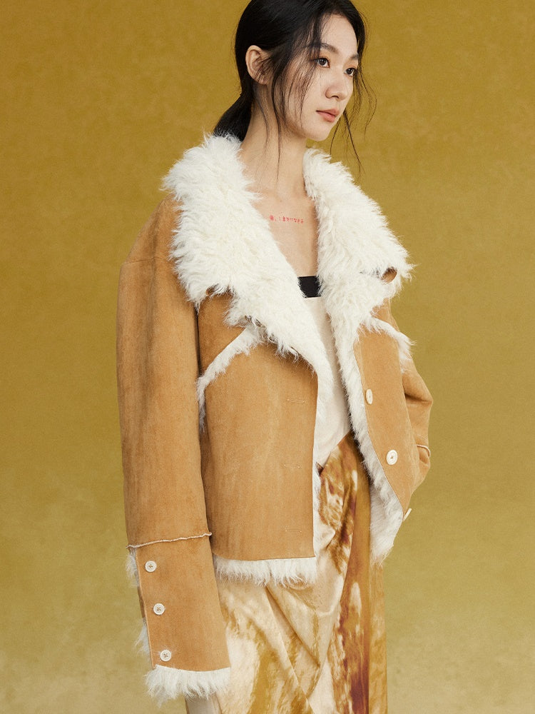 Split Lapel Short Fur Coat