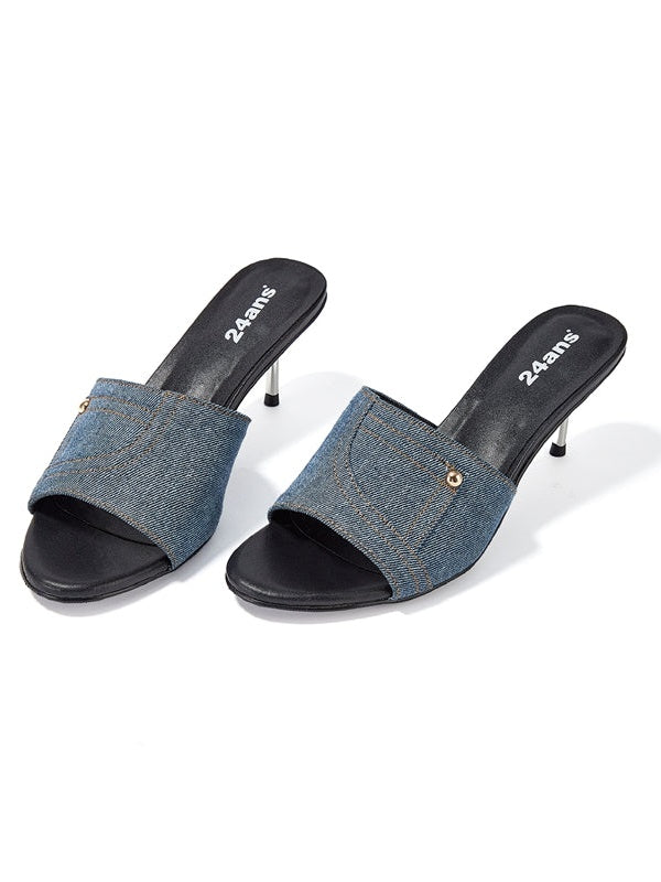 Denim Pin Heel Sandal