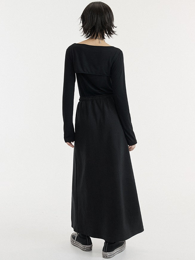 A-line Slit Long Skirt