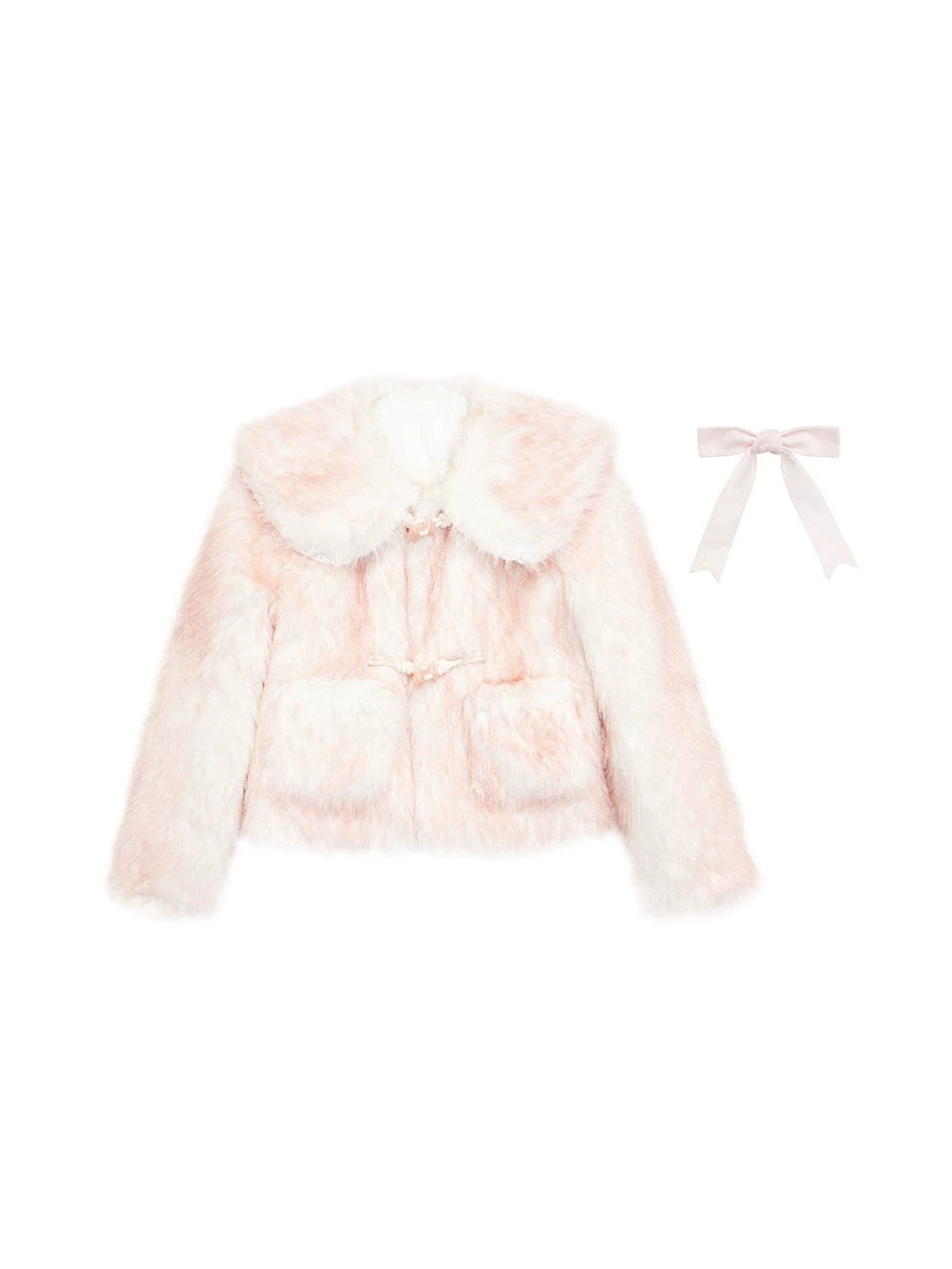 Horn Button Fur Gradient Short Jacket