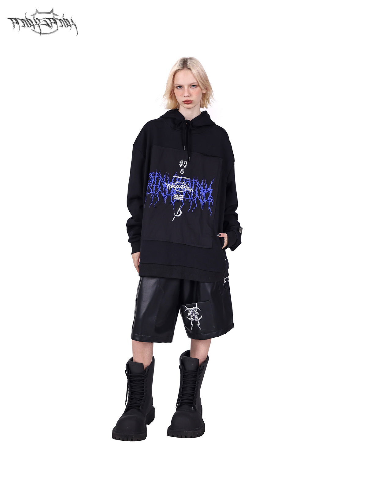 LOGO Embroidered Genderless Hooded Sweat