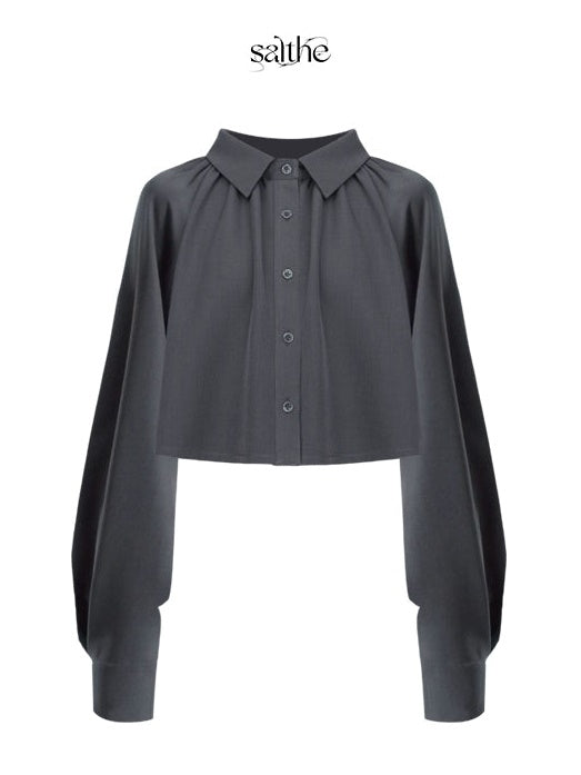 Short Long-sleeved Gather Shirt