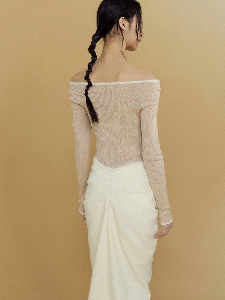 Imitation Mink Fur Stitched One-shoulder Bottoming Sweater – ARCANA ARCHIVE