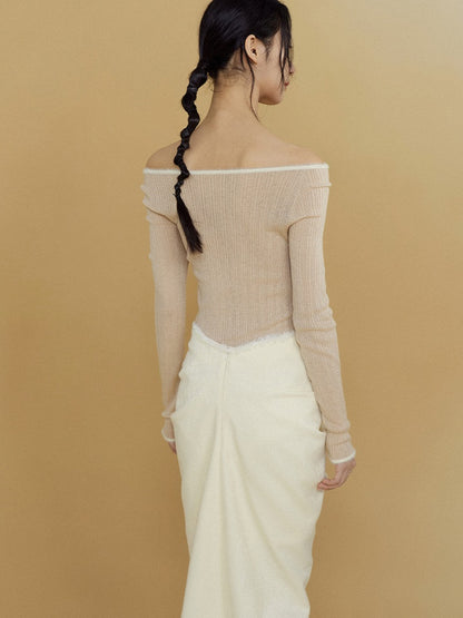 Imitation Mink Fur Stitched One-shoulder Bottoming Sweater