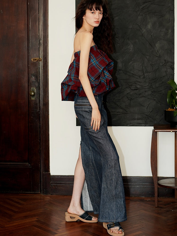 Imitation Denim Mermaid Long Skirt