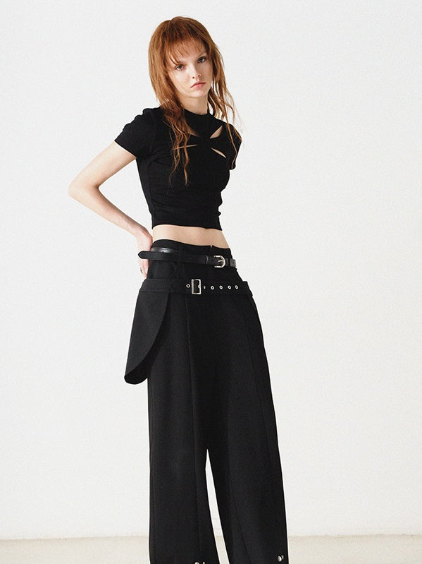 Hollow Slim Navel T-shirt