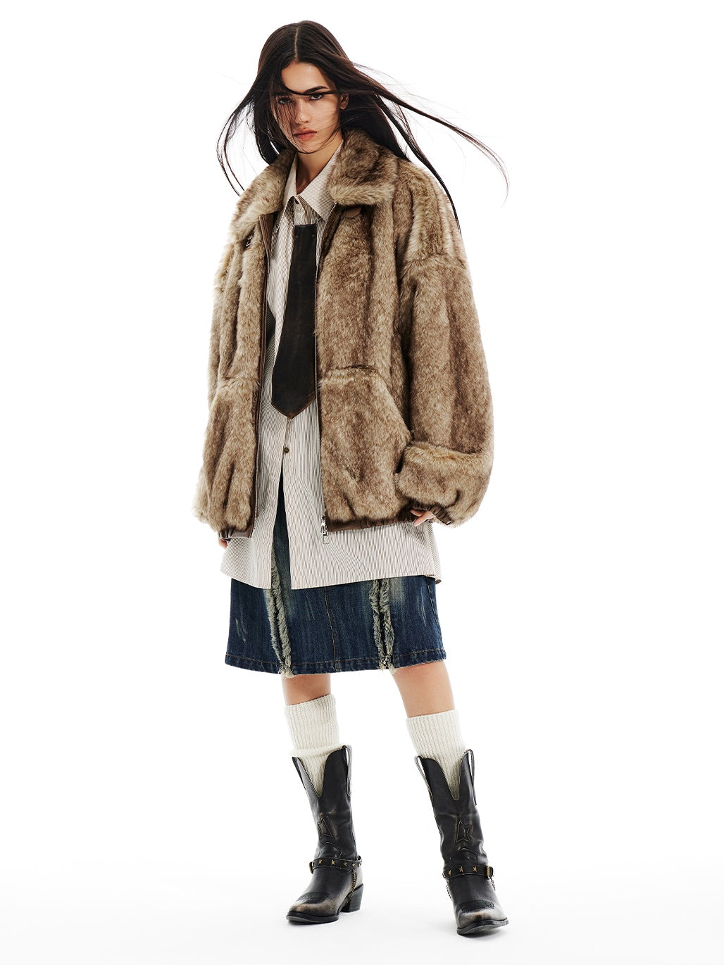 Loose Strap Eco-friendly Fur Plush Jacket