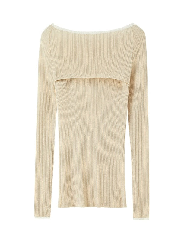 Imitation Mink Fur Stitched One-shoulder Bottoming Sweater