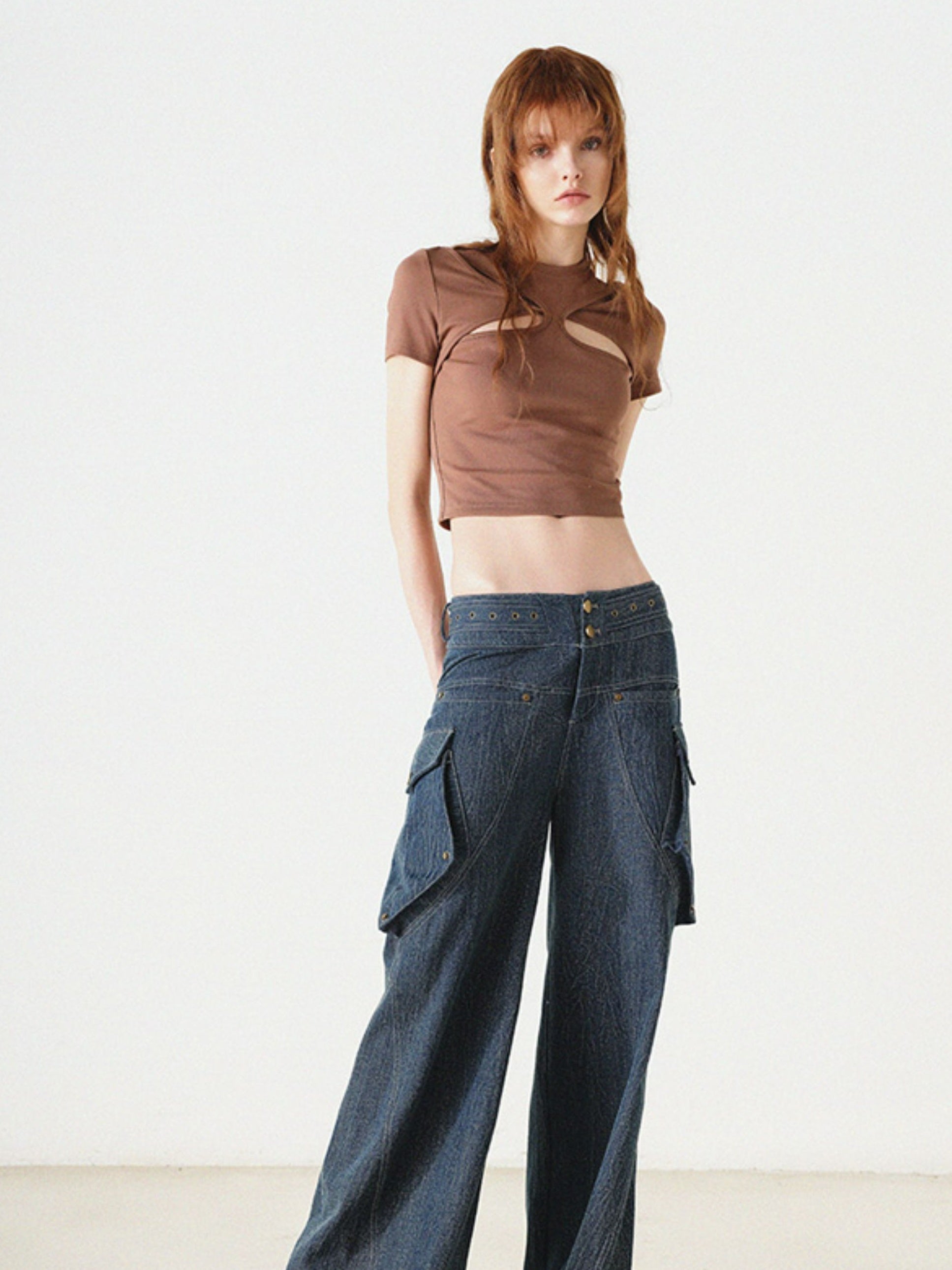 Hollow Slim Navel T-shirt