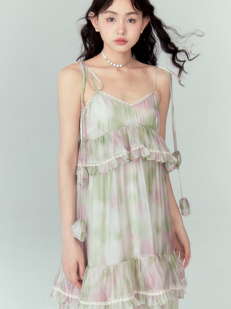 Flower Splicing Suspender Cake Dress