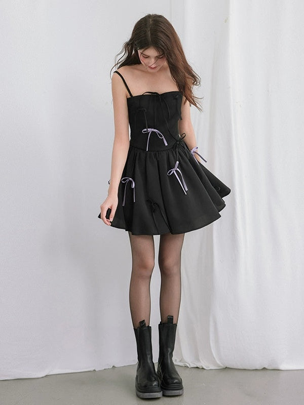 Bow Romantic Puffy Slip Dress