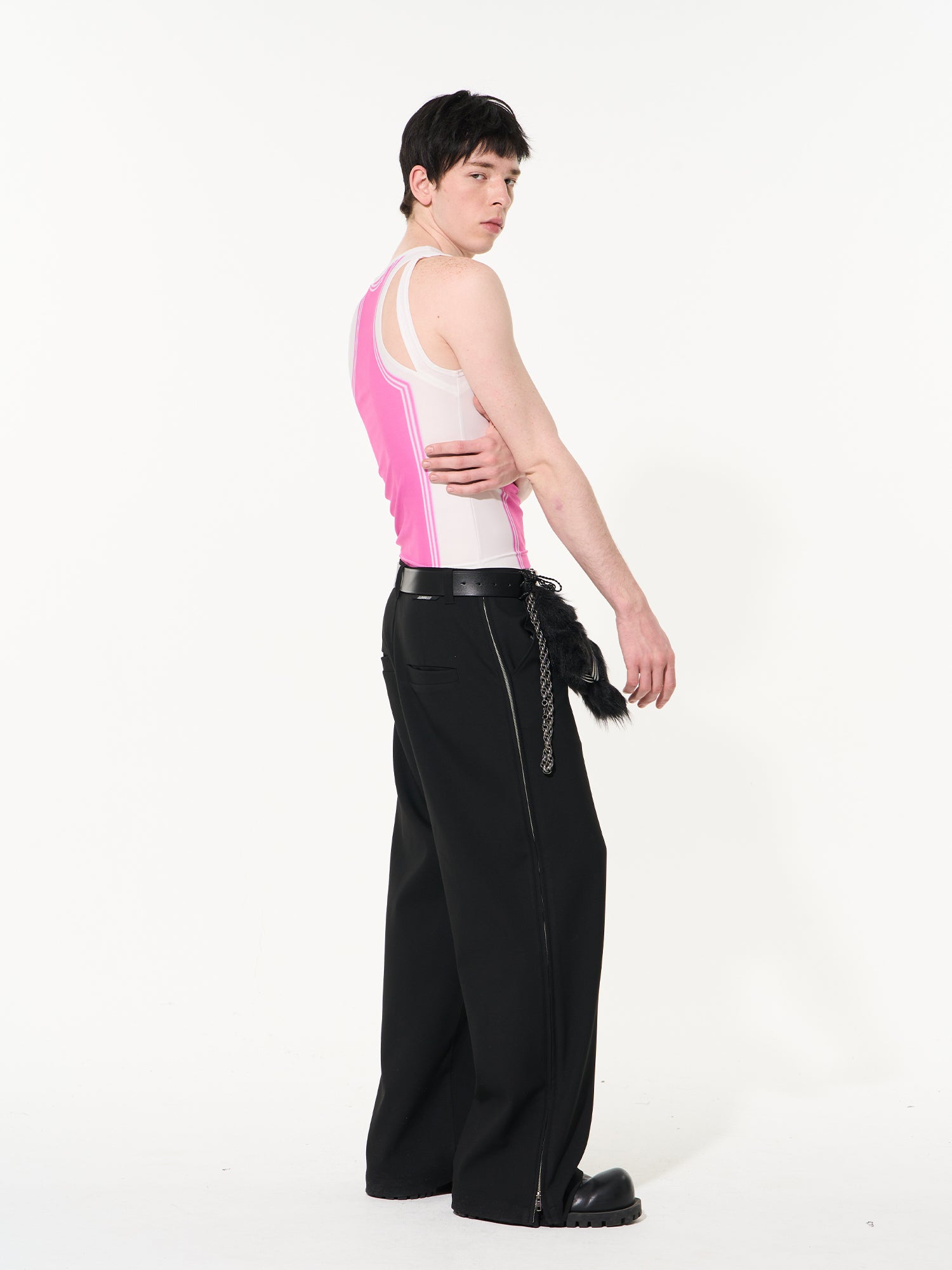 Size-Zip Strait Wide Nichi Pants