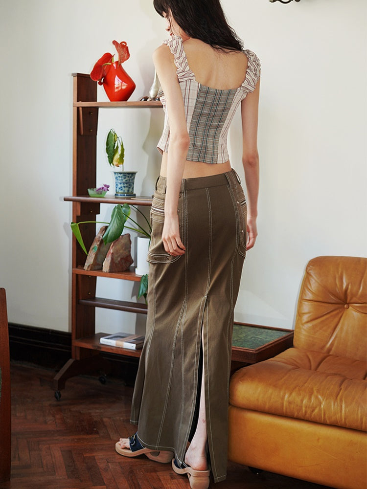 Imitation Denim Mermaid Long Skirt