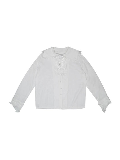 Bow Rose Jacquard Long Sleeve Shirt