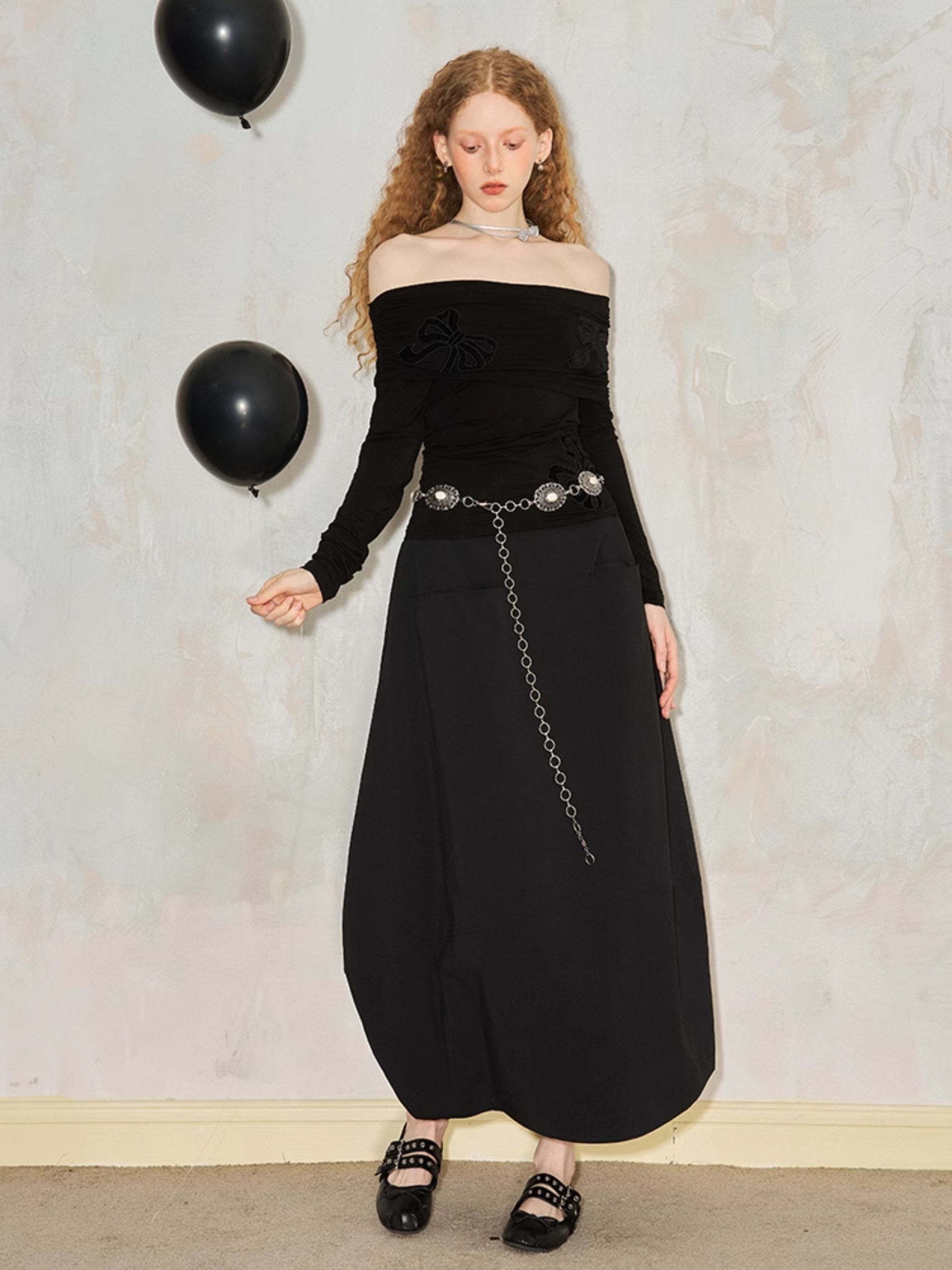 Simple Lantern Long Skirt