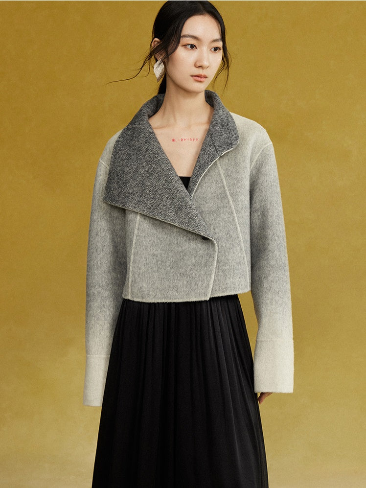 Asymmetric Swing Collar Gradient Short Jacket