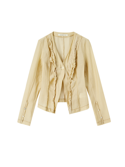 V-neck Frill Cardigan Jacket