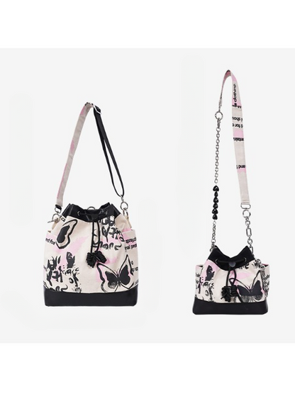 Graffiti Contrast Color Bucket Bag