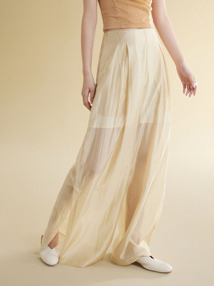 Straight Split Wide-leg Pants