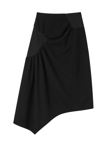 Gathered Spliced Irregular A-line Skirt