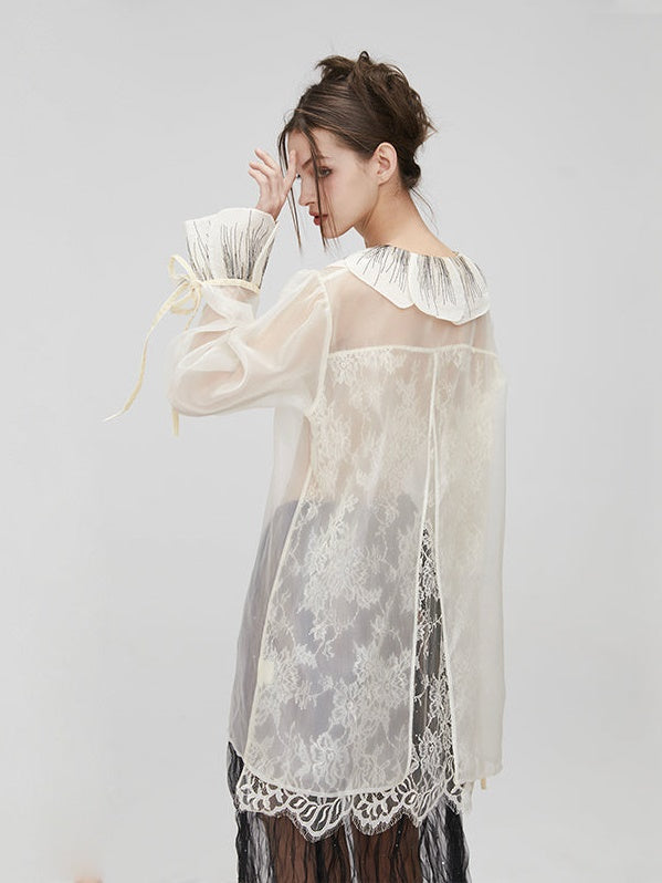 Organza Stitching Lace Shirt