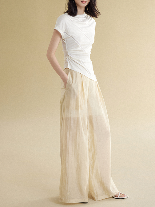 Straight Split Wide-leg Pants