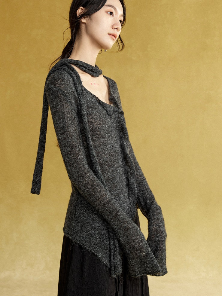 Stole Design Flowing Slim Knitted Cardigan