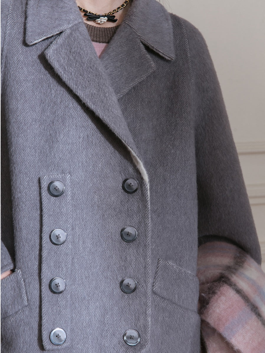 Double-breasted Woolen Long Coat