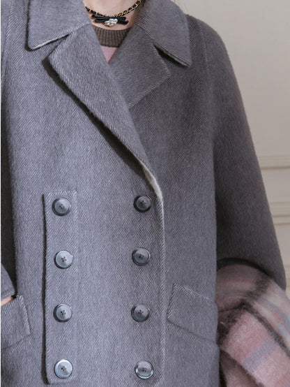 Manteau long en laine à double poitrine