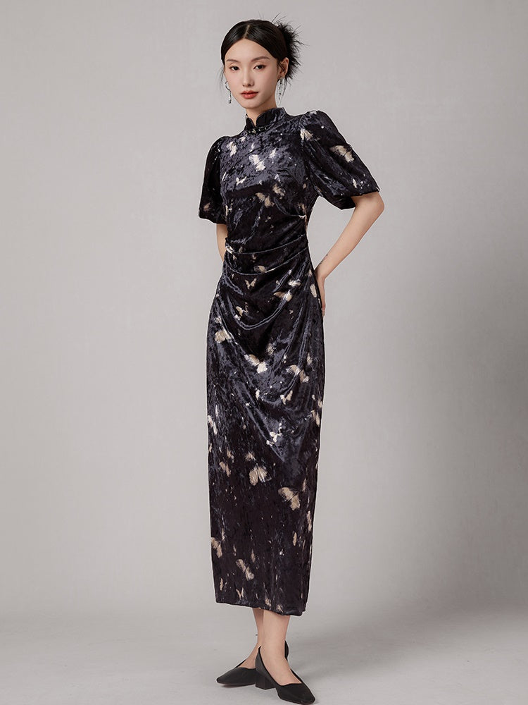 Butterfly Print Chinese Style Dress