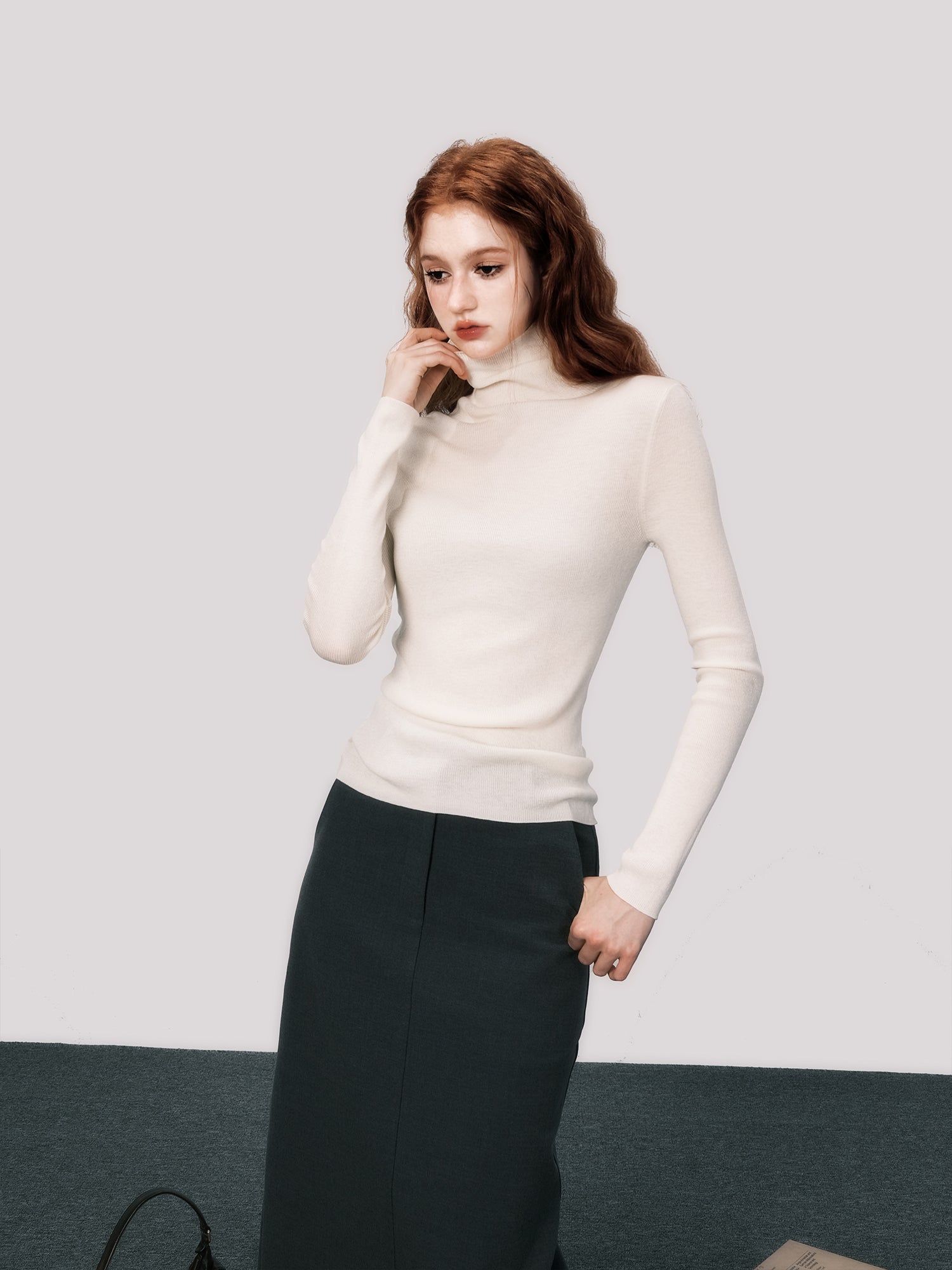 High-Neck Slim Knitted Bottoming Shirt