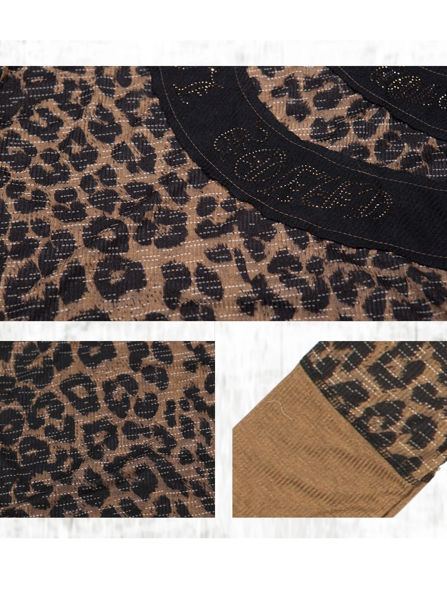 Leopard Print One-shoulder Slim Long-sleeved T-Shirt