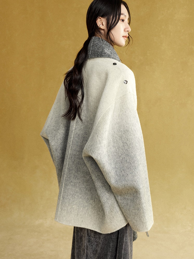 Large Scarf Mid-Length Gradient Double-sided Jacket