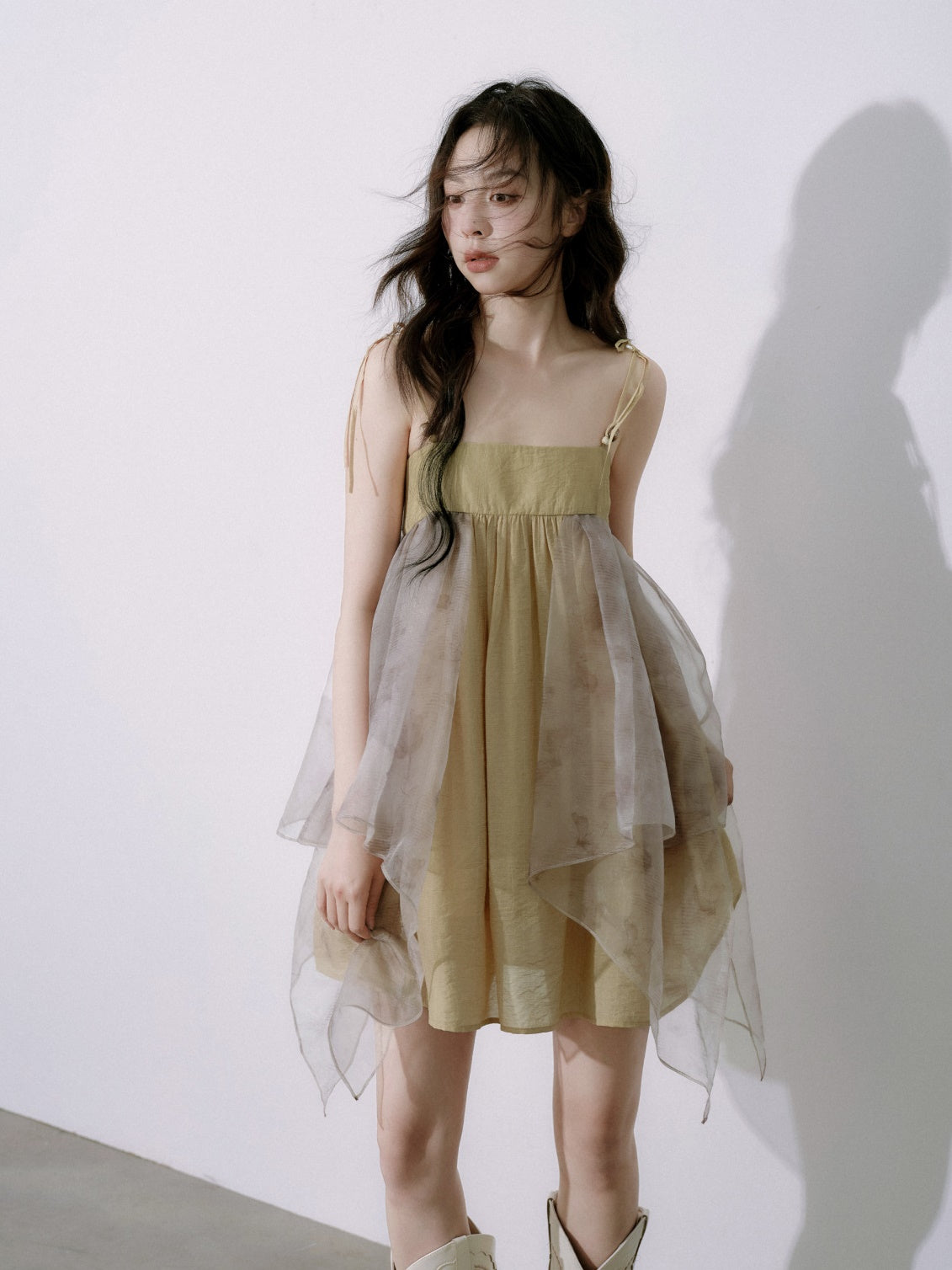 Splicing Design Plant Dyeing High-Waist Sling Dress