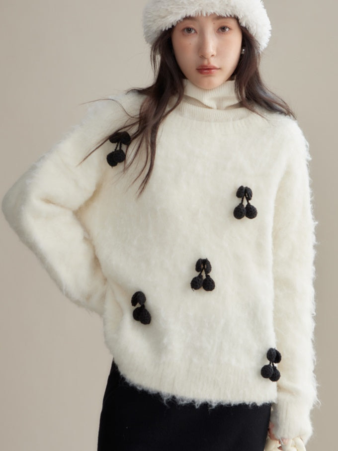 Cherry Motif Pullover Sweater