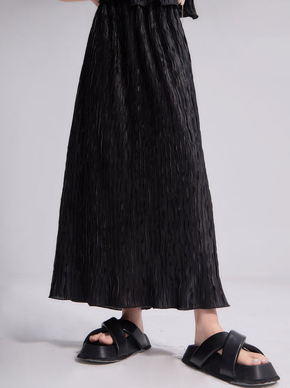 Pleated Slightly A-line Elastic Skirt