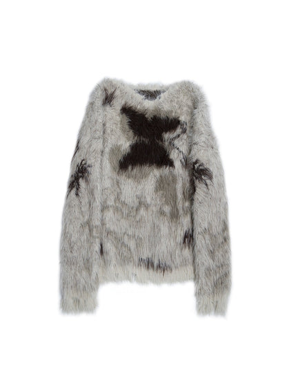 Jacquard Imitation Mink Loose Pullover