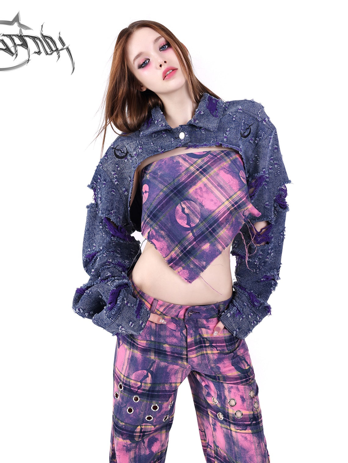 Irregular Hole Denim Short Jacket