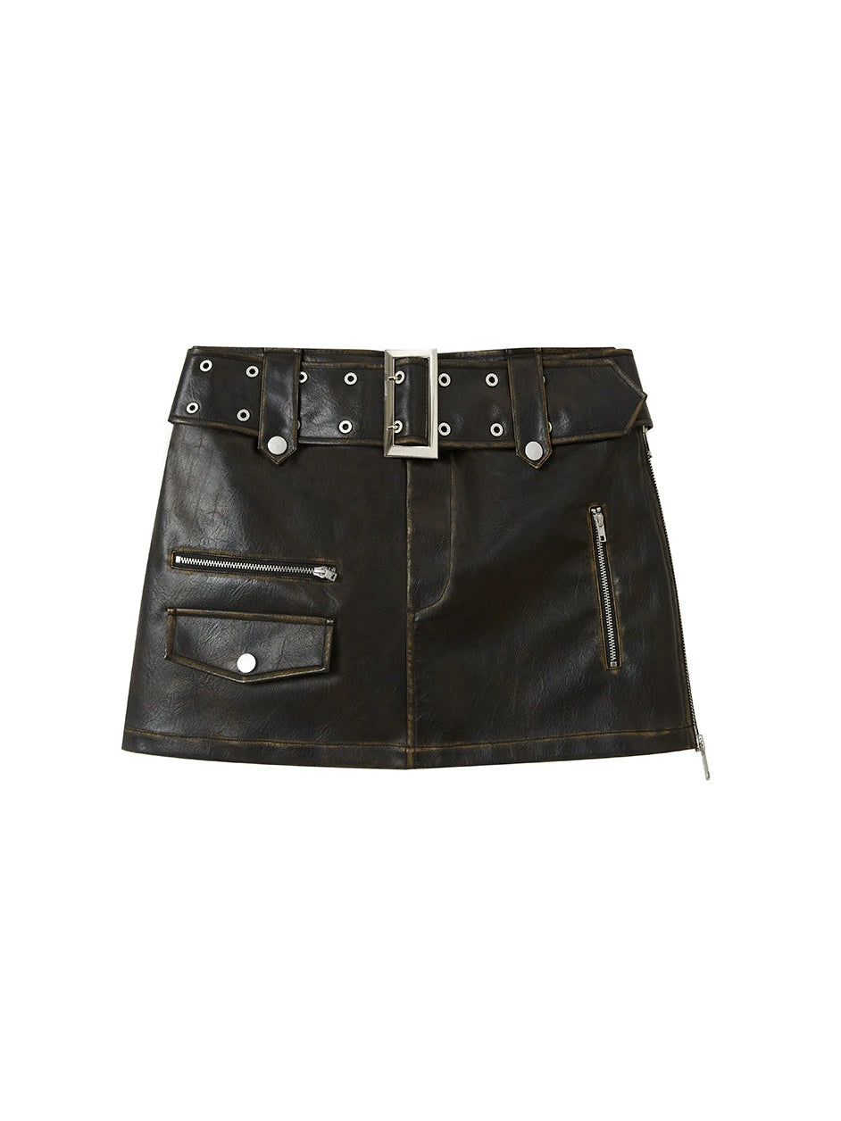 Jupe en cuir rivet Hip Wide Belt