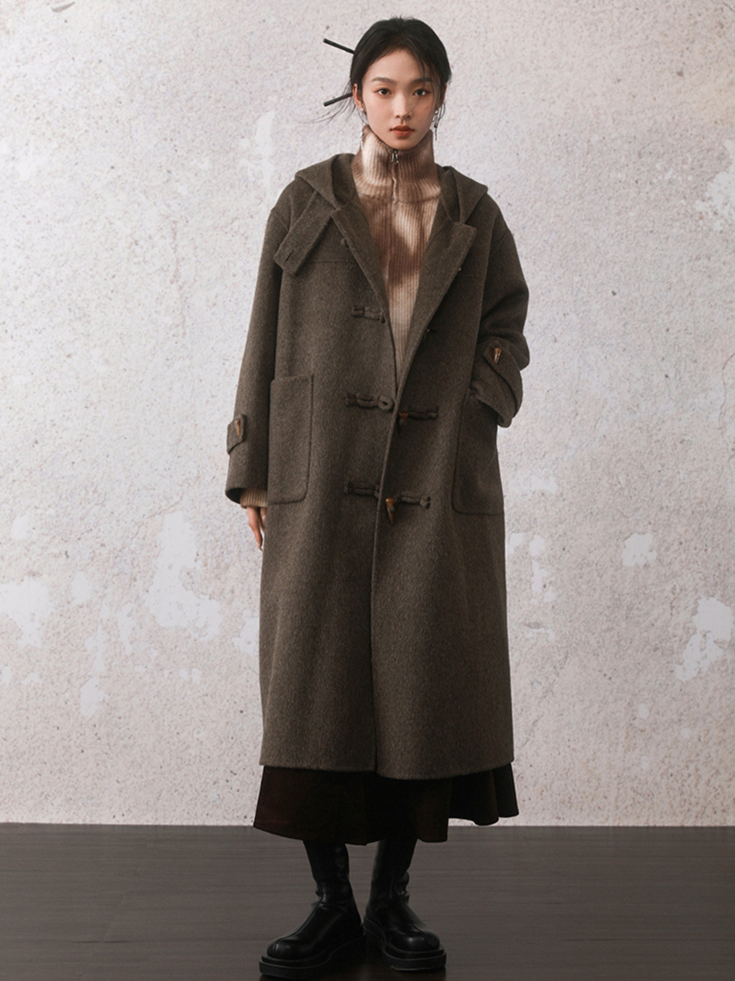 Horn Button Double-sided Duffel Coat