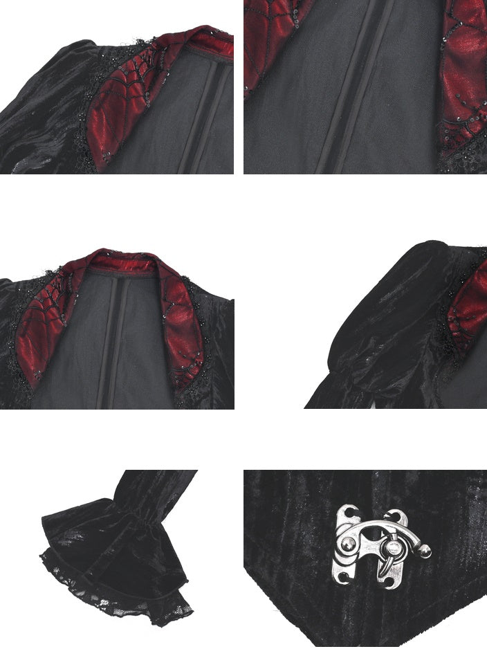 Gothic Velvet Cobweb Court Cardigan Top