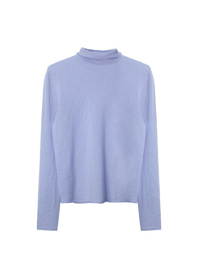 Cutsww Simple Plain Long-Sleeve High-Neck Knit