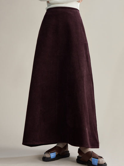 Retro Corduroy A-line Long Skirt