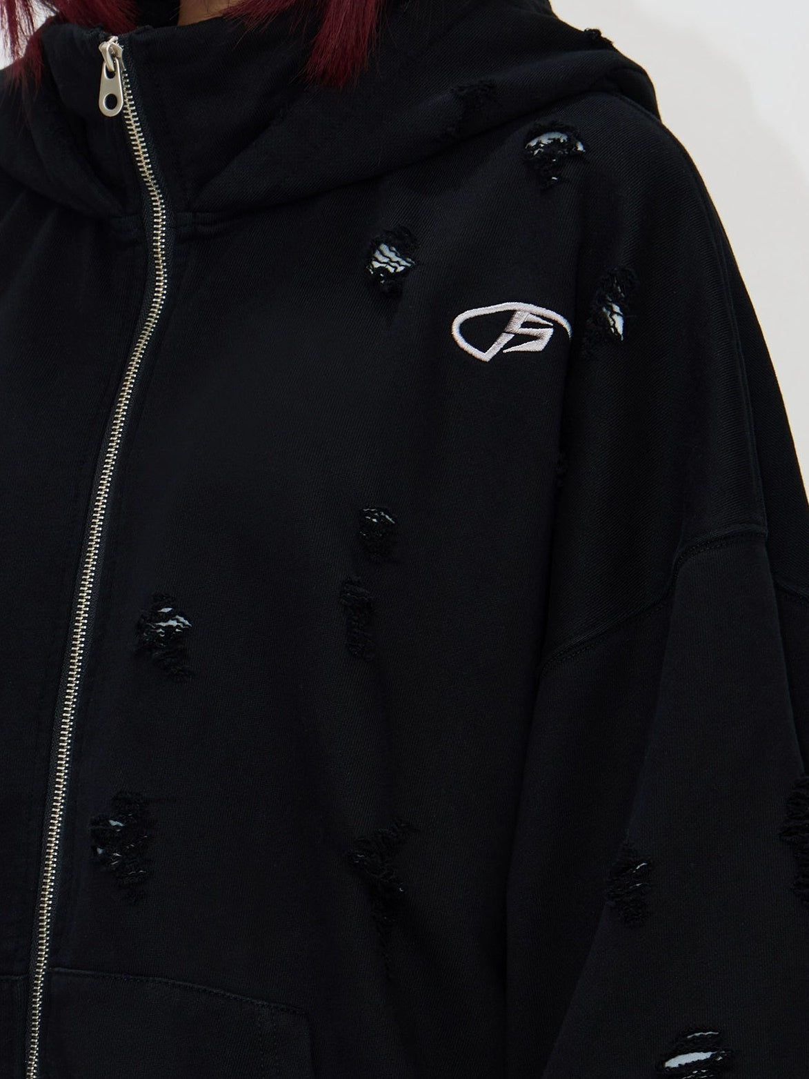 Heavyweight Embroidered Zipper Hooded Sweat