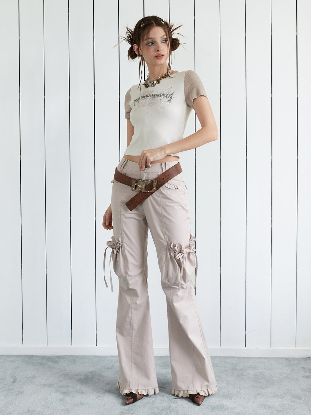 Casual Edge Frill Flare Pants