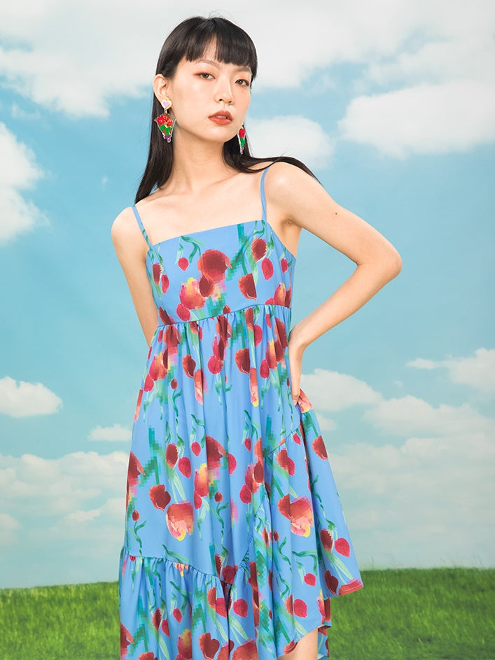 Tulip Niche Sling Mid-length Irregular Dress