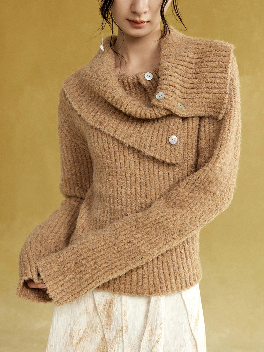 Large Lapel 2Way Lib Sweater